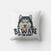 ハスキーに注意 – ヴィンテージホラー映画ポスター クッション (正面)