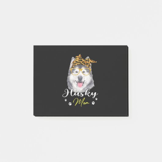 ハスキーのお母さん | Leopard Print愛犬家ギフト ポストイット (正面)