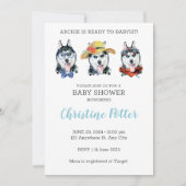 ハスキーのかわいい子犬をテーマにしたベビーシャワー招待状 招待状 (正面)