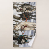 ハスキーのそりドッグレース バスタオル (バスタオル)