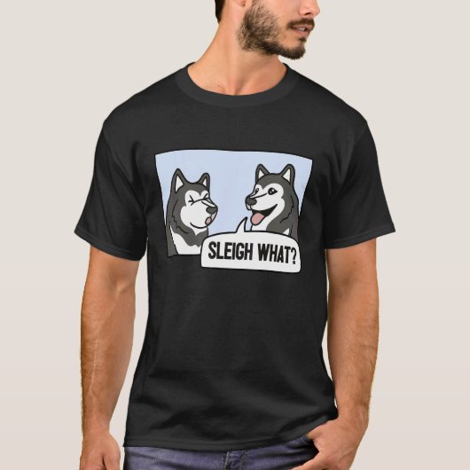 ハスキーのそり犬そり何をマッシング Tシャツ (正面)