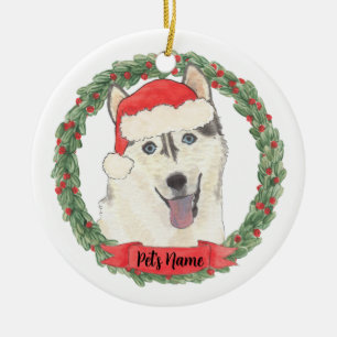 ハスキーのための特別なクリスマス セラミックオーナメント
