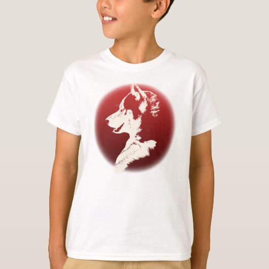 ハスキーのキッズシャツキッズハスキーの子犬のスウェットシャツ Tシャツ (正面)