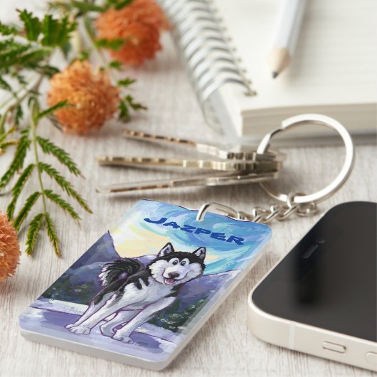 ハスキーのギフト&アクセサリー キーホルダー (正面右)