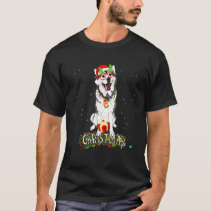 ハスキーのクリスマスドッグ Tシャツ