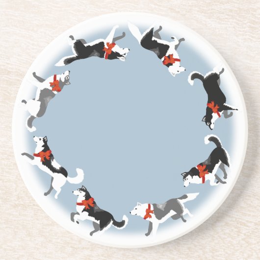 ハスキーのコースターハスキーのマラムートクリスマスコースター コースター (正面)