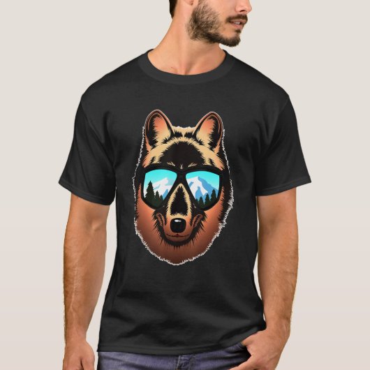 ハスキーのゴーグルスノーボードゴーグル冬 Tシャツ (正面)