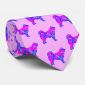 ハスキーのシベリア犬の恋人ピンク&ブルー ネクタイ (ロール)