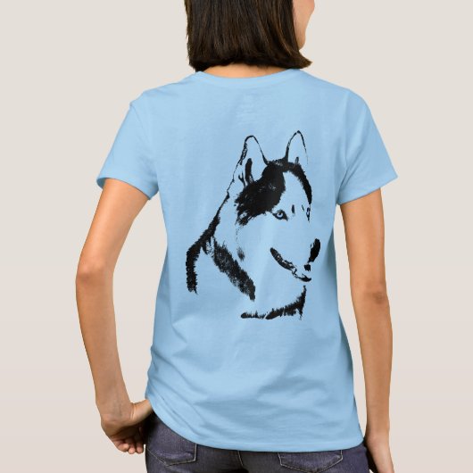 ハスキーのジャケット女性のシベリアのハスキー犬のジャケット Tシャツ (裏面)