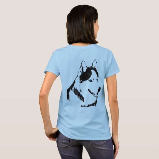 ハスキーのジャケット女性のシベリアのハスキー犬のジャケット Tシャツ (裏面フル)