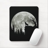 ハスキーのスタンドで山不気味ハロウィンムーン マウスパッド (マウス)