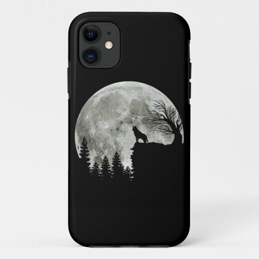 ハスキーのスタンドで山不気味ハロウィンムーン Case-Mate iPhoneケース (裏面)