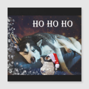 ハスキーのハマバグクリスマス磁気カード