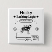 ハスキーのバーキング論理シベリアおもしろいドッグ皮肉 缶バッジ (正面)