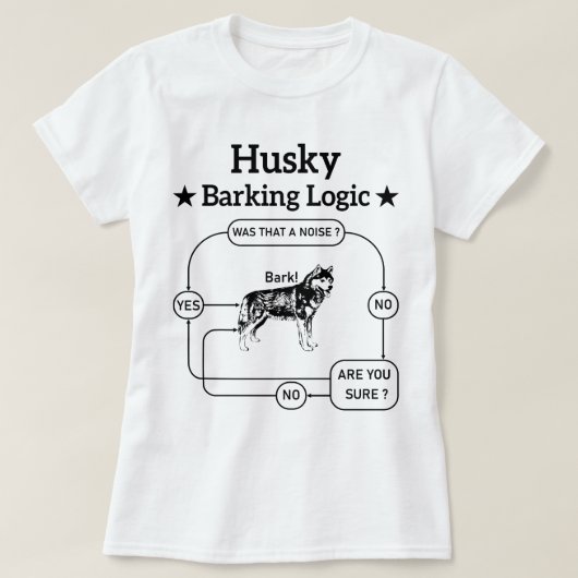 ハスキーのバーキング論理シベリアおもしろいドッグ皮肉 Tシャツ (デザイン正面)