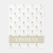 ハスキーのピンクとホワイトのカスタマイズ フリースブランケット (正面)