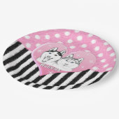 ハスキーのピンクパターン ペーパープレート (アングル)