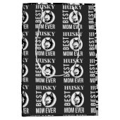 ハスキーのママ、犬のママ、ハスキーのプレゼント ミディアムペーパーバッグ (正面)