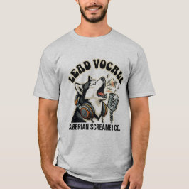 ハスキーのリードボーカル・面白い犬デザイン Tシャツ