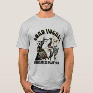 ハスキーのリードボーカル・面白い犬デザイン Tシャツ
