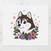 ハスキーの花ドッグラバーマラミート スパークリングワインラベル (シングルラベル)
