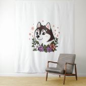 ハスキーの花ドッグラバーマラミート タペストリー (インサイチュ)