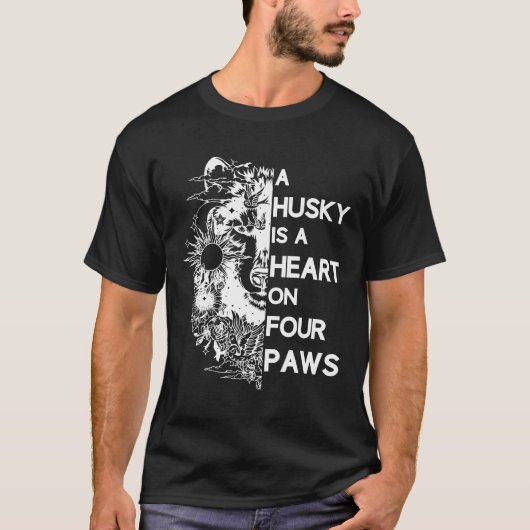 ハスキーは四足のハートだ Tシャツ (正面)