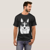 ハスキーぽっちゃりした頬おもしろい犬ギフト Tシャツ (正面フル)