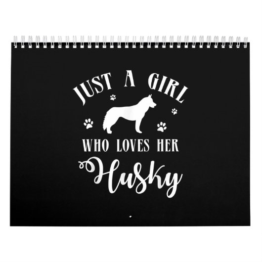ハスキーを愛する少女 | Husky Dog Decor カレンダー (カバー)