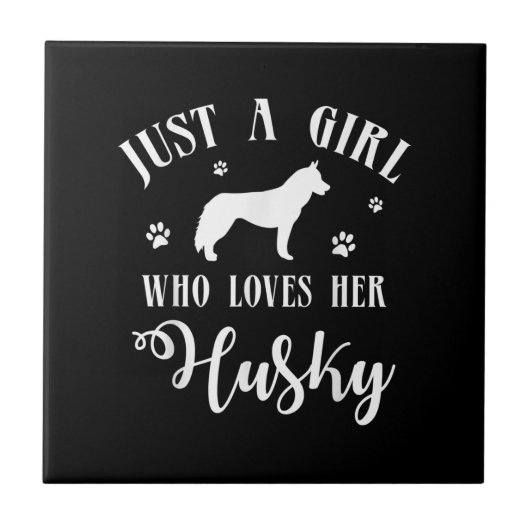 ハスキーを愛する少女 | Husky Dog Decor タイル (正面)