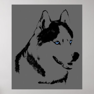 ハスキーアートプリントスリング犬アートのポスターハスキーギフト ポスター