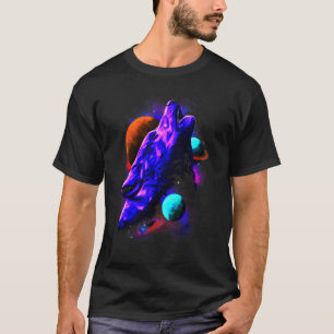 ハスキーウルフアイシームーン銀河系 Tシャツ