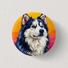 ハスキーエレガントポートレートとサン鮮やかセット 缶バッジ