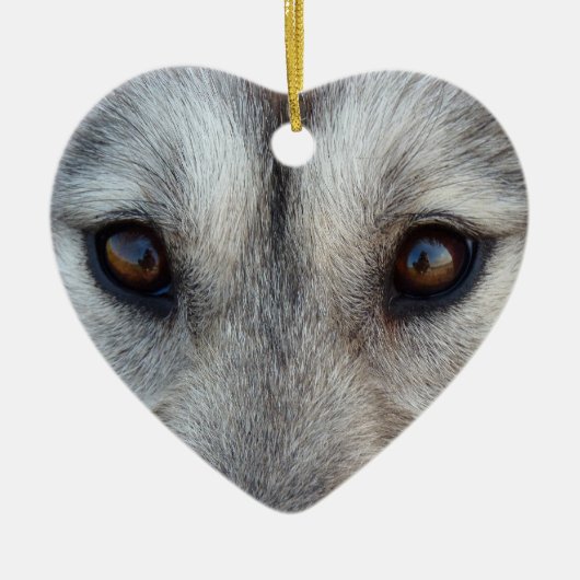 ハスキーオーナメントウルフパップキープサケドッグギフト セラミックオーナメント (正面)