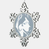 ハスキーオーナメントパーソナライズされたそり犬の装飾 スノーフレークピューターオーナメント (右)