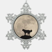 ハスキーオーナメントパーソナライズされたそり犬の装飾 スノーフレークピューターオーナメント (正面)