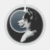 ハスキーオーナメントパーソナライズされたウルフ犬の装飾 ガラスオーナメント (正面)
