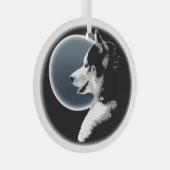 ハスキーオーナメントパーソナライズされたウルフ犬の装飾 ガラスオーナメント (正面右)
