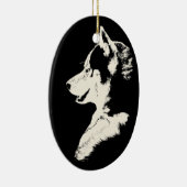 ハスキーオーナメントパーソナライズされたハスキーのパップギフト セラミックオーナメント (右)