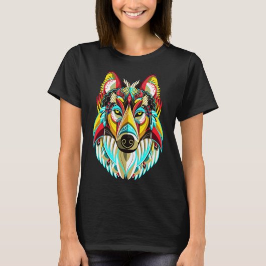 ハスキーカラフルアート Tシャツ (正面)