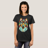 ハスキーカラフルアート Tシャツ (正面フル)
