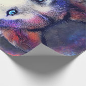 ハスキーカラフルドッグアートプリントギフトファン ラッピングペーパー (角)