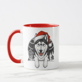 ハスキークリスマス – 冬のフェスティブな犬 マグカップ