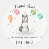 ハスキーシビールドッグ誕生日サンキューユナイテッド ラウンドシール (正面)