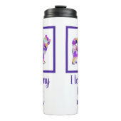 ハスキーシベリアかわいい犬シルエットパープルPY&B タンブラー (正面)