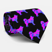 ハスキーシベリアかわいい犬ピンクのシルエットブラックネック ネクタイ (ロール)