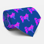 ハスキーシベリアかわいい犬ピンクのシルエットブルーネック ネクタイ (ロール)