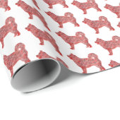 ハスキーシベリアのクリスマスドッグシルエットホワイト ラッピングペーパー (ロールコーナー)