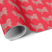 ハスキーシベリアのクリスマスドッグシルエットレッド ラッピングペーパー (ロールコーナー)