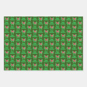 ハスキーシベリアのクリスマスドッグ&グリーンボウ3色 ラッピングペーパーシート (正面3)